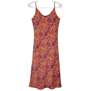 2144 * Via 101 Snake Print Midi Slip Dress Pink Orange Size M Y2K Made In USA